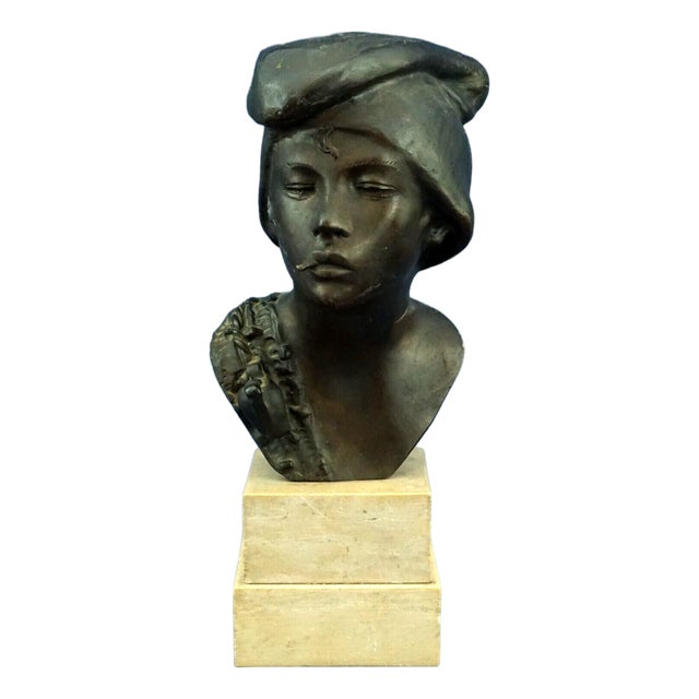 19th Century Bronze Bust Sculpture of Child by Achille d'Orsi, Italy For Sale