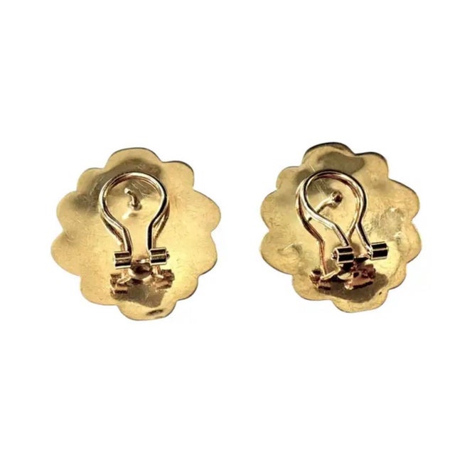 Pair of 14k Yellow Gold Sculptural Earrings Vintage For Sale - Image 4 of 6