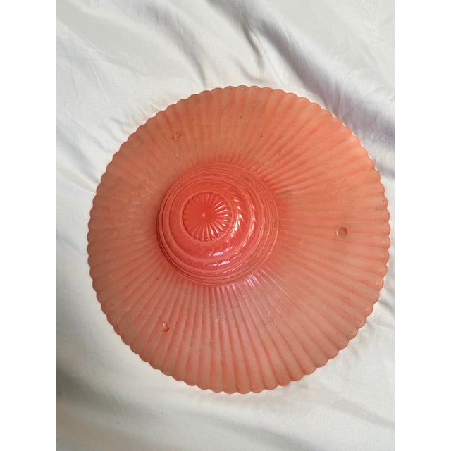 Art Deco Vintage Art Deco Salmon Ribbed Pink Glass, Shade Lamp Fixture For Sale - Image 3 of 10