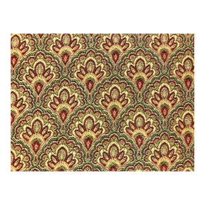 Kravet Design Italian Mustard Gold Burgundy Red Olive Green Fan Tapestry Upholstery Drapery Fabric