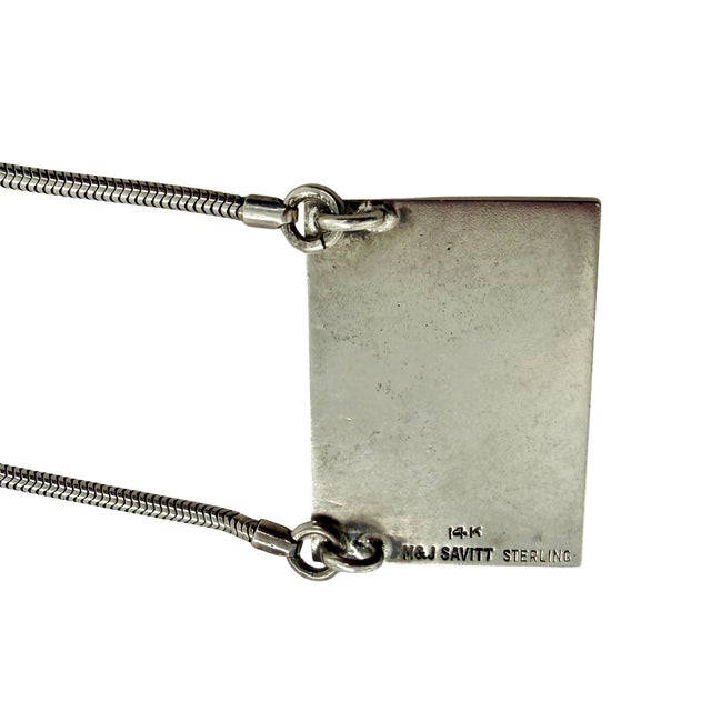Silver M&j Savitt Modernist Sterling Silver and 14k Gold Pendant Necklace, 1970s-1980s For Sale - Image 8 of 9