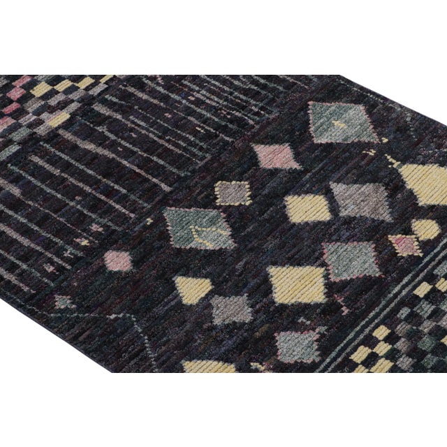 Rug & Kilim Rug & Kilim’s Moroccan Style Rug in Black with Colorful - 3'x10' For Sale - Image 4 of 7