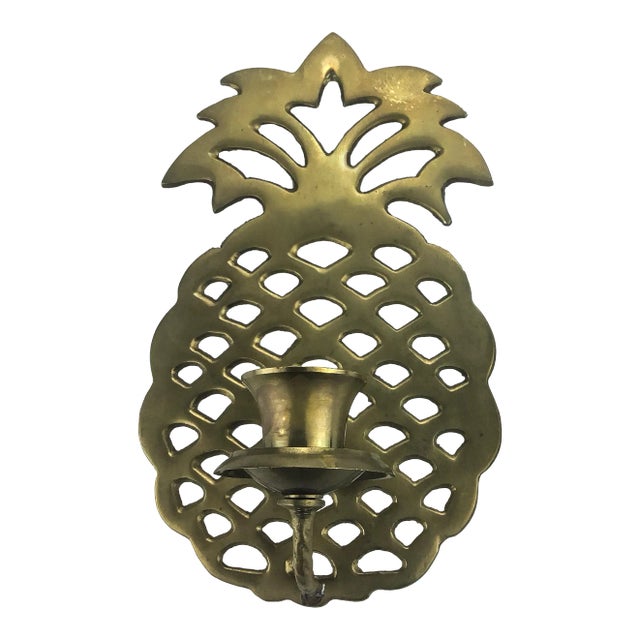 Vintage Solid Brass Pineapple Candle Wall Sconce Chairish