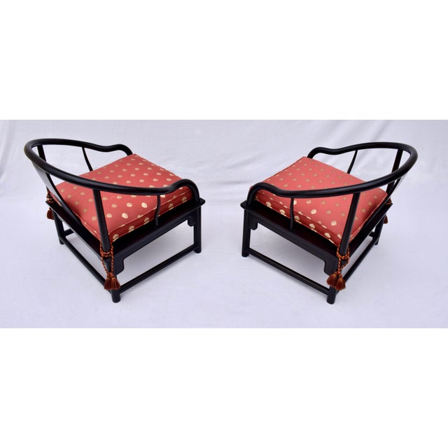 Wood Solid Ebony Chinoiserie Accent Lounge Chairs For Sale - Image 7 of 11