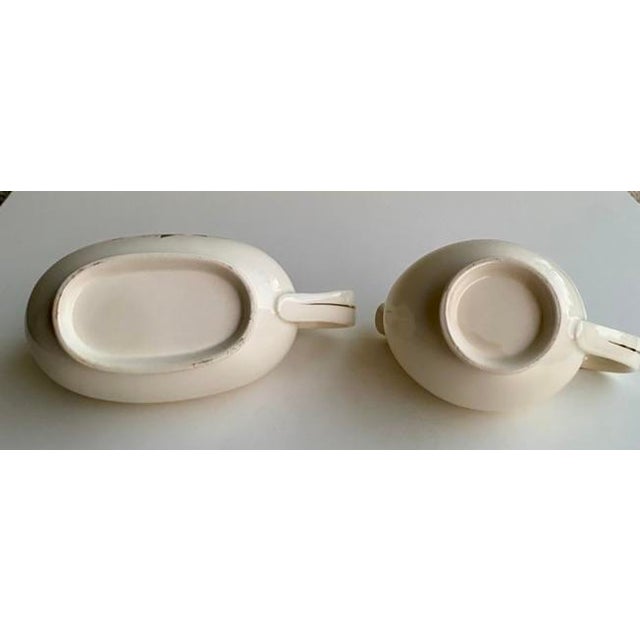 Ivory Vintage Rose Porcelain Gravy Boats – Pair– Gold Rim – Cottagecore Floral Serveware For Sale - Image 8 of 8