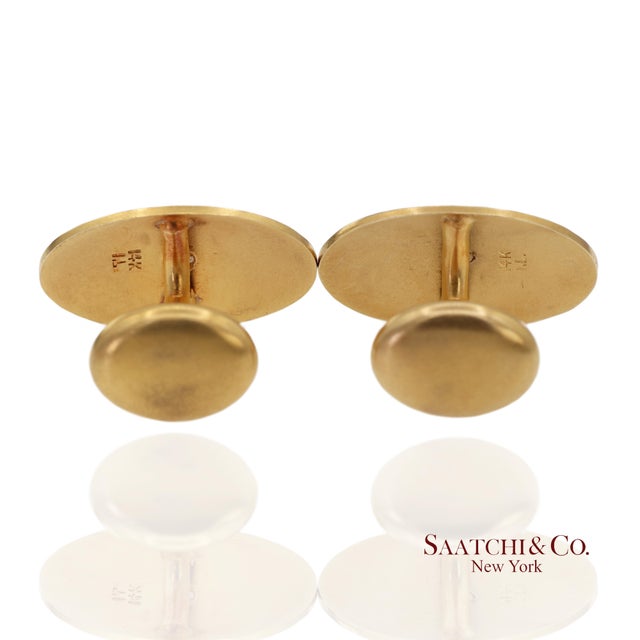 Vintage 14k 585 Solid Yellow Gold Old Cut Natural Diamond Cufflinks, A Pair For Sale - Image 4 of 12