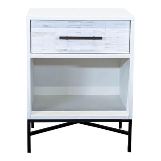 West Elm Wood Tiled Nightstand For Sale