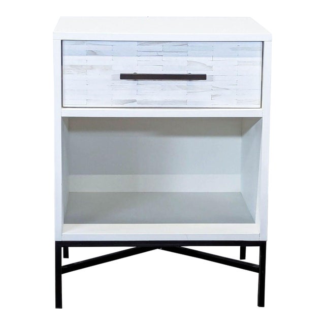 West Elm Wood Tiled Nightstand For Sale