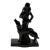 1982 Erté Style Art Deco Gloss Black Statue Woman Walking Dog by Seymour Mann For Sale