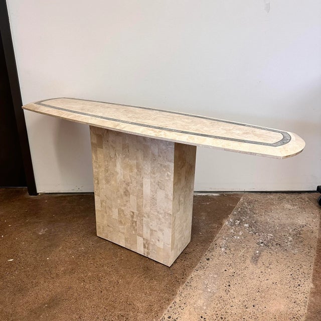 Maitland - Smith Maitland-Smith Tessellated Stone & Brass Inlay Console Table For Sale - Image 4 of 13