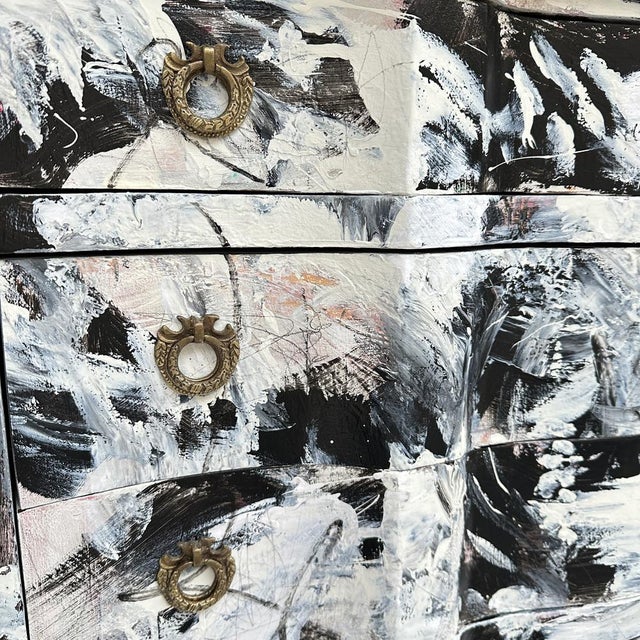 Modern Baroque Abstract Painted Commode in Black and White by Felix Bachmann, 2024 For Sale - Image 3 of 10