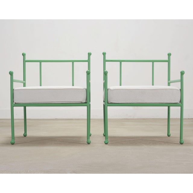Mid 20th Century Set of Four French Mid-Century Iron Garden Lounge Dining Armchairs For Sale - Image 5 of 18