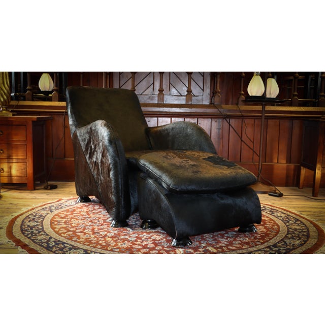 Sole Armchair and Ottoman in Black Pony Hide Leather from Stone International, 2010s For Sale - Image 6 of 16
