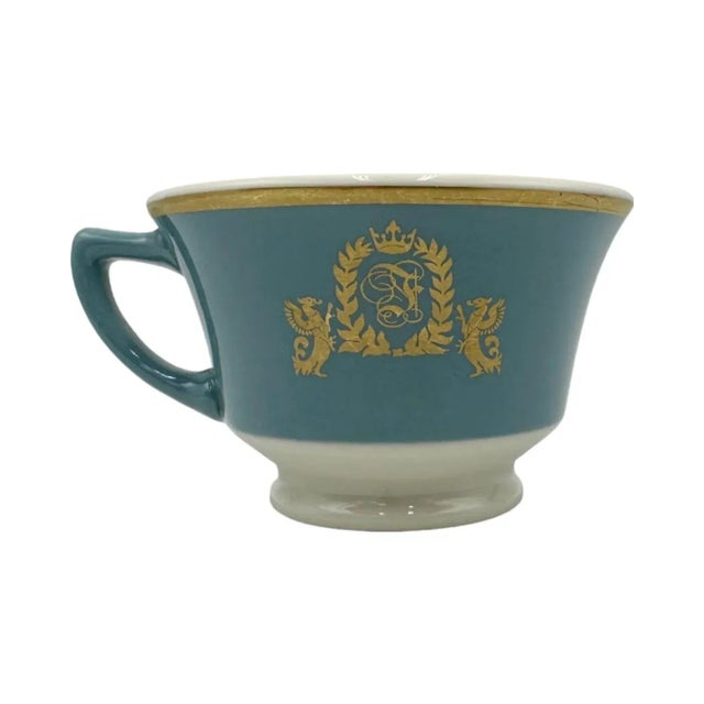Vintage Fontainebleau Miami Beach Hotel Blue Coffee Cup & Saucer For Sale - Image 10 of 12