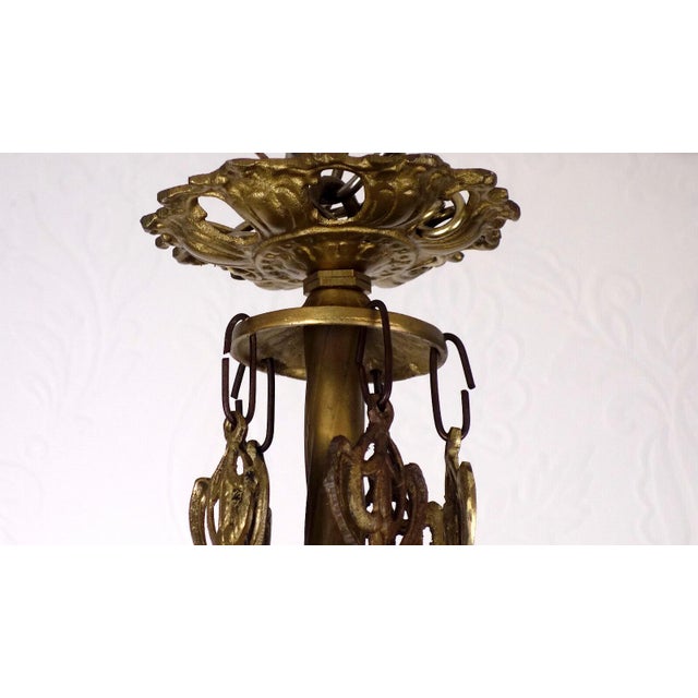 Mid-Century Modern Antique French Brass Glass Grape Shade Chandelier, 1930s For Sale - Image 3 of 11