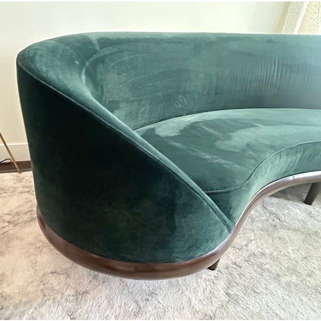 Art Deco A. Rudin Curved Velvet Sofa For Sale - Image 3 of 8
