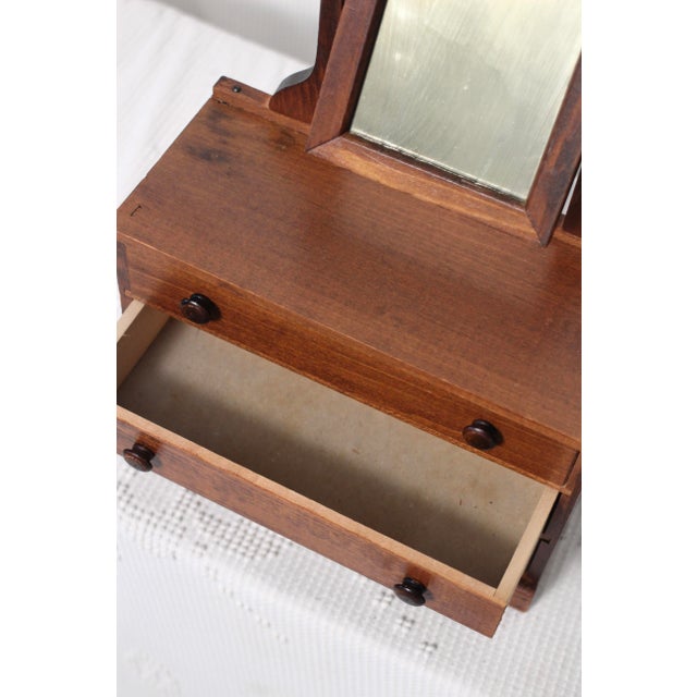 American 1940s Handmade Doll Size Wood Dresser With Mirror For Sale - Image 3 of 7