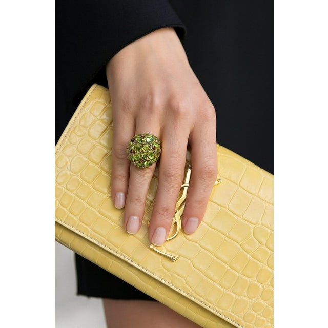 Bochic "Orient" Vintage Natural Peridot & Tourmaline Ring Set 18K & Silver, Size 6.5 For Sale - Image 18 of 18