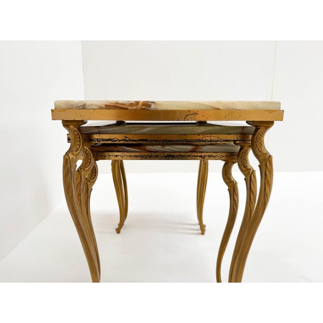 1970s Vintage Nesting Tables with Onyx Tops, 1970s, Set of 3 For Sale - Image 5 of 11