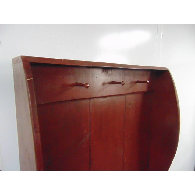 Rustic Settle Style Pine Red Painted Hall Bench For Sale In Philadelphia - Image 6 of 7
