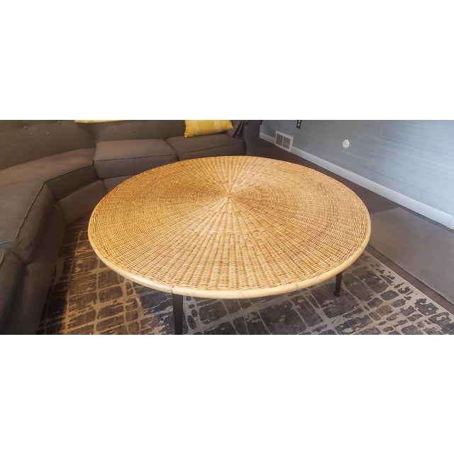 Wood 1960s Danny Ho Fong Calif-Asia Wicker Coffee Table For Sale - Image 7 of 13