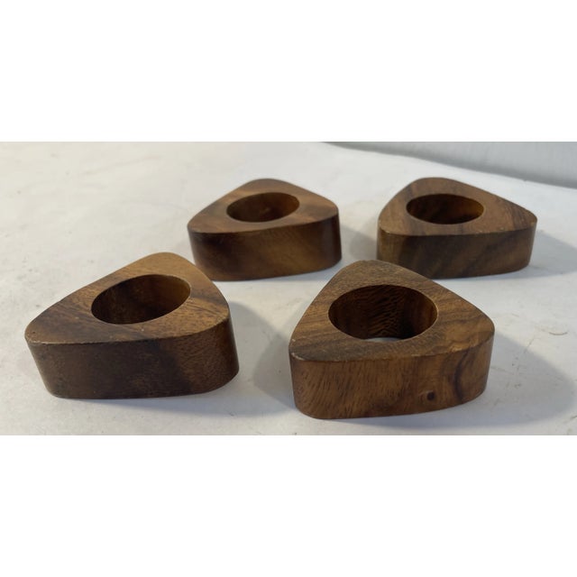 Mid-Century Modern Danish Modern Teak Napkin Rings- Set of 4 For Sale - Image 3 of 5