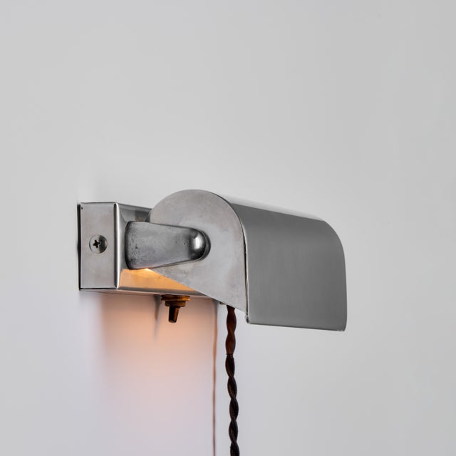 Metal 1940s Finnish Minimalist Plug-in Wall Lights Attributed to Paavo Tynell - A Pair For Sale - Image 7 of 12