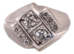 Man’s 14 Karat White Gold and Diamond Ring
