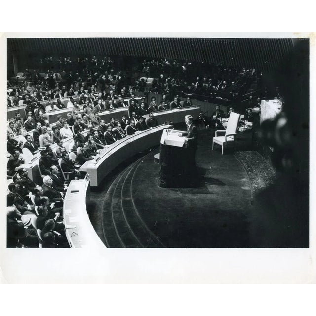 John Fitzgerald Kennedy at the meeting of the UN- Original Vintage Photo - 1960s 1960s For Sale - Image 3 of 3