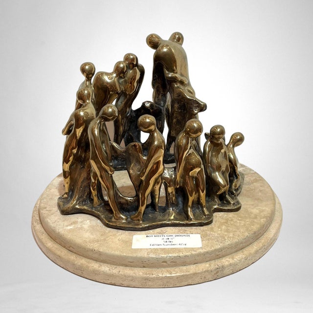 Late 20th Century Signed Marshak 4/20 "Boy Meets Girl" Figural Bronze Sculpture For Sale In Miami - Image 6 of 11