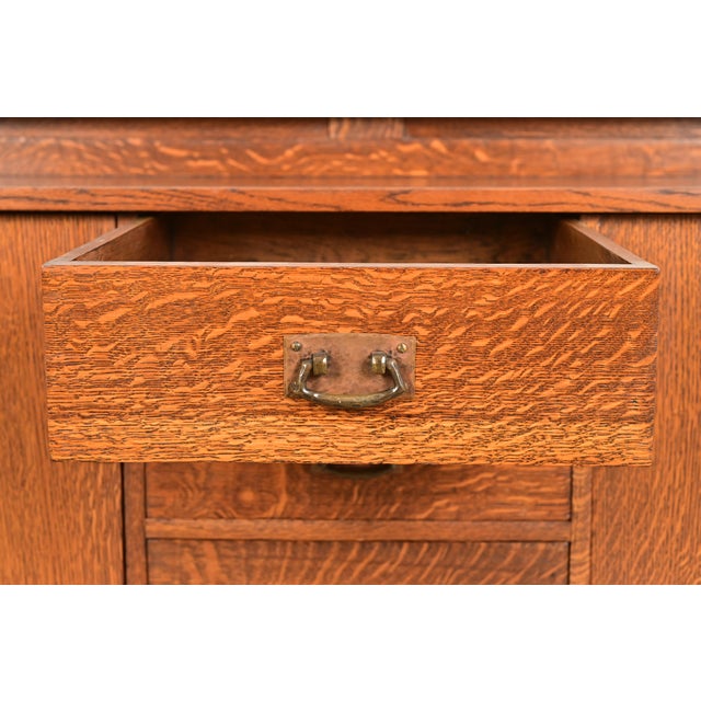 Wood L. & J. G. Stickley Antique Mission Oak Arts & Crafts Sideboard or Bar Cabinet, Circa 1910 For Sale - Image 7 of 16