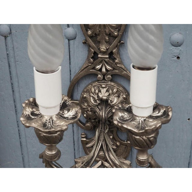 Italian Hollywood Regency Crystal Sconces in Silvered Metal, 1960s, Set of 2 For Sale - Image 14 of 18