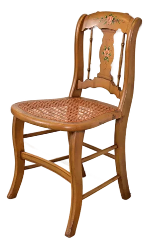 Antique Regency Hand-Painted Maple and Cane Dining Chair or Side Chair, Circa 1900