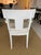 Klismos style white chair with custom made off white silk very comfortable seat cushion with hidden zipper that’s in...