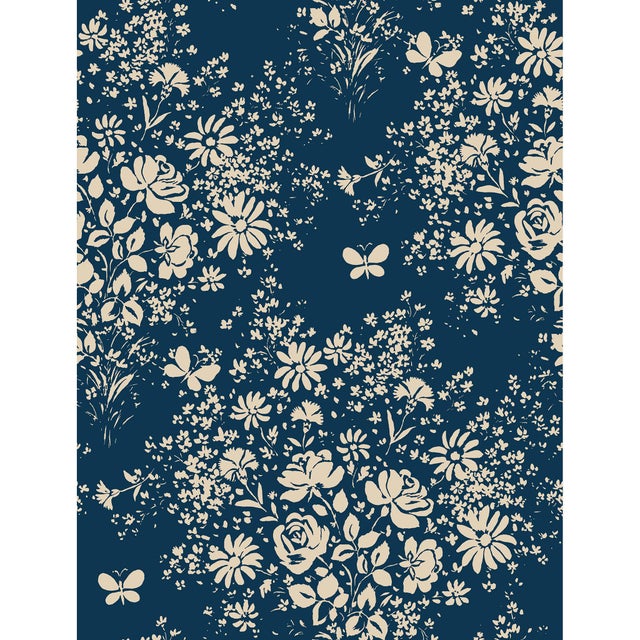 Art Deco Modeste Raccord Seul Wallpaper by Paule Marrot in Navy For Sale - Image 3 of 3