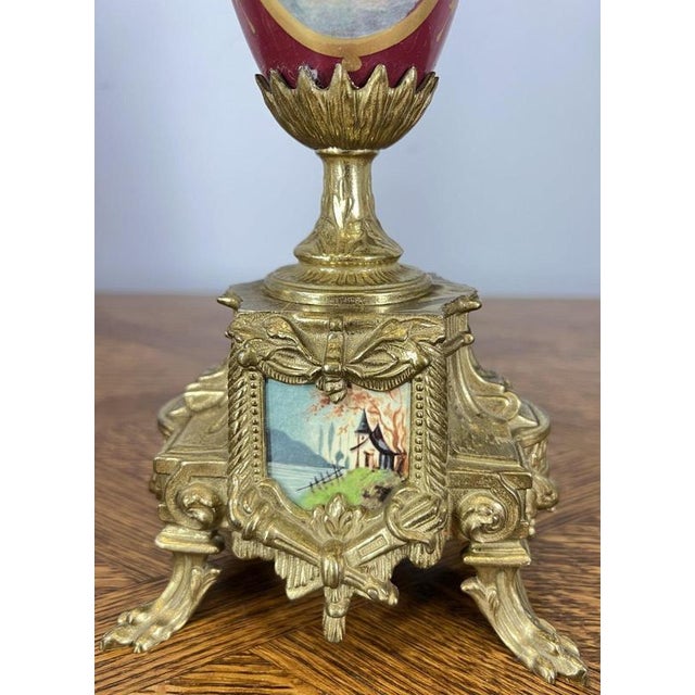 Lancini Imperial Ormolu Porcelain Gilt Brass Mantle Clock Garniture, Set of 3 For Sale - Image 15 of 17