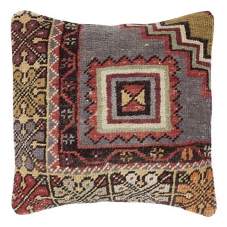16"x16" Vintage Wool Cushion Cover. Handknotted Rug Pillow. Turkish Throw Pillow For Sale
