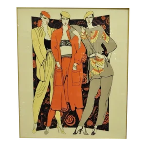 Large Vintage 1975 Polycast Acrylic Vogue Womens Fashion Retro Wall Art