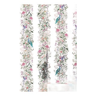 Mahjong Floral Stripe Grasscloth Wallpaper by House Party | Coral Crack | 6 Yards For Sale