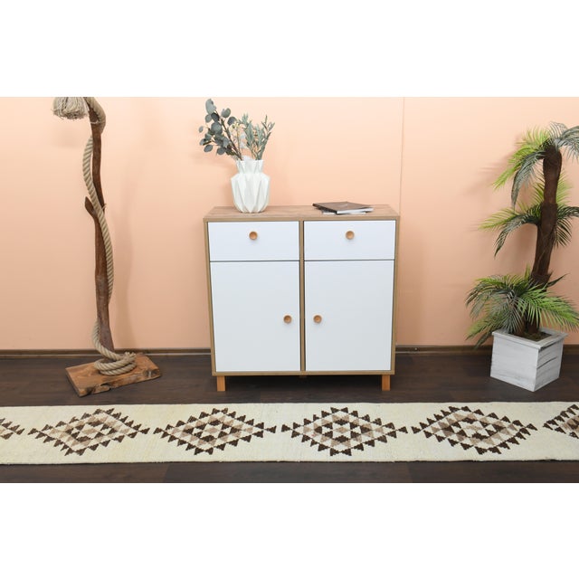 Beige 1970s Vintage Turkish Handmade Wool & Cotton Beige Runner Rug For Sale - Image 8 of 11