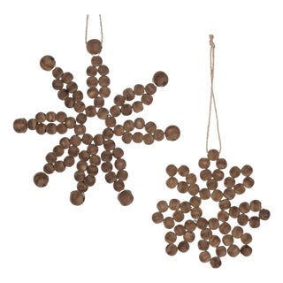 Wood Bead Snowflake Ornament (Set of 12) For Sale