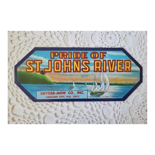 1940s Pride of St Johns River Produce Crate Label For Sale
