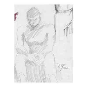 1960s Kay Yares Male Nude Drawing