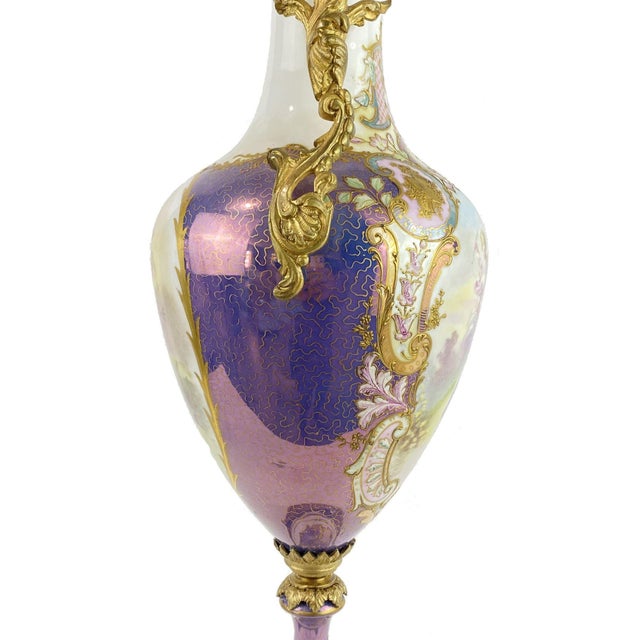 Antique 19th Century French Sevres Porcelain & Bronze Vase. Signed Maxant. For Sale - Image 9 of 12