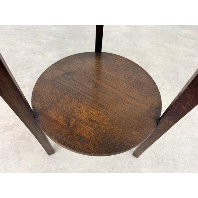 Vienna Secession Oak Side Table with Brass Top and Beaded Details, 1890s For Sale - Image 9 of 10