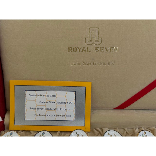 White Mid-20th Century Japanese Export Silver Cloisonné, “Royal Seven” Brand - 6 pcs w/ case For Sale - Image 8 of 10