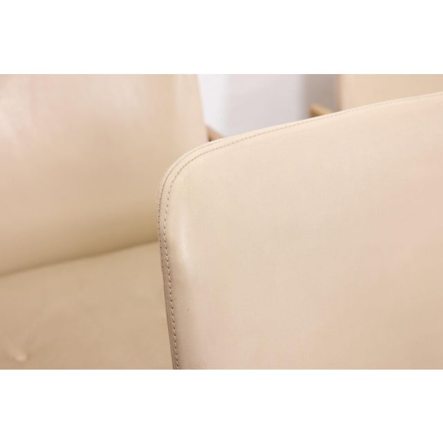 Mid-Century Modern Vintage Dining Armchairs in Walnut and Vinyl Leather from Ib Kofod-Larsen, 1963, Set of 4 For Sale - Image 3 of 18