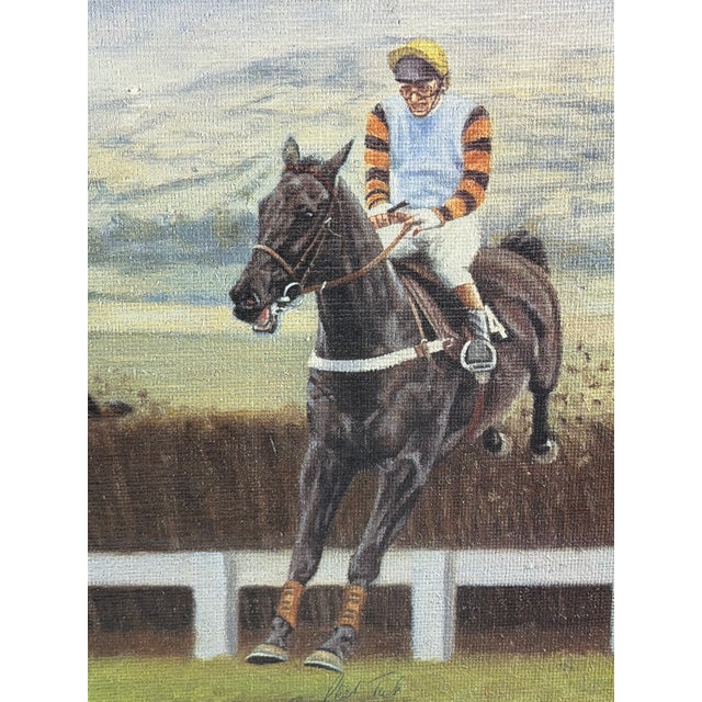1984 Cheltenham Gold Cup Original Equestrian Oil Painting Signed by Jockeys John Francome and Phil Tuck. For Sale - Image 13 of 18