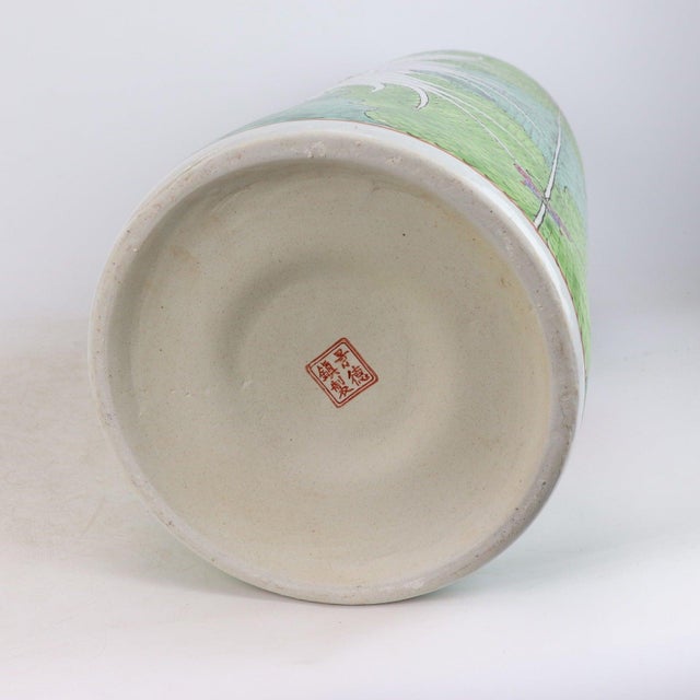 Ceramic Limited Edition Hand-Painted Jingdezhen Porcelain Umbrella Stand – Bok Choy “Shou” Longevity Pattern For Sale - Image 7 of 7