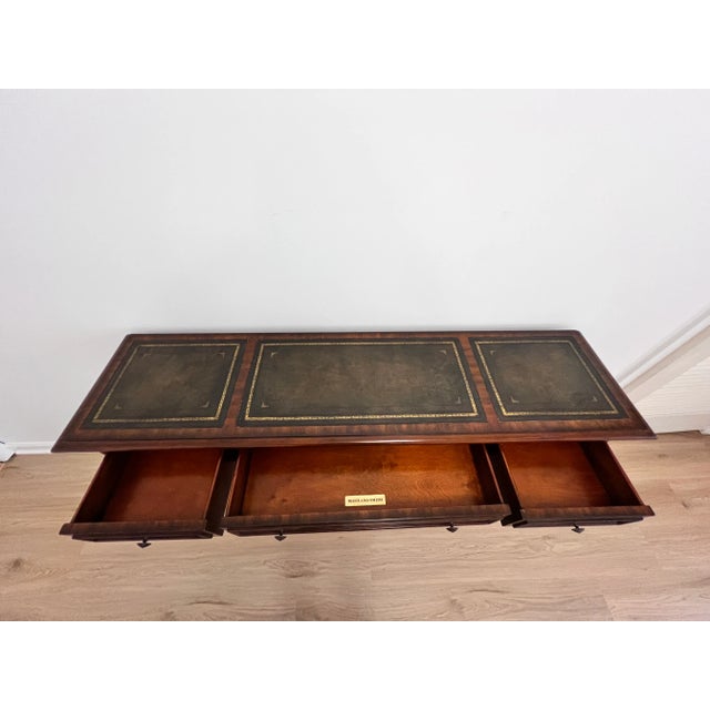 Traditional Vintage Maitland-Smith Regency Leather-Embossed Console Table For Sale - Image 3 of 10
